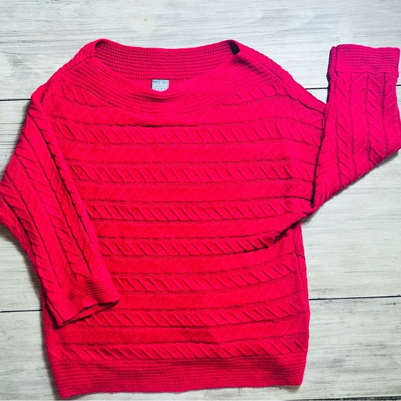 Soho New York & Company Red Knit Sweater Scoop Nexk Vibrant Red Size XL - Picture 1 of 8